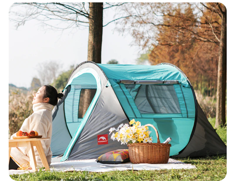 Cheap Goat Tents Outdoor Camping Tent 190T Sunscreen Double Layers Automatic Thick Waterproof Detachable Multi  use 3 4 Person Hiking Tent   